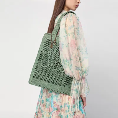 Chloé Chloe Women Green Raffia Estate Banana Shopping Bag In Green