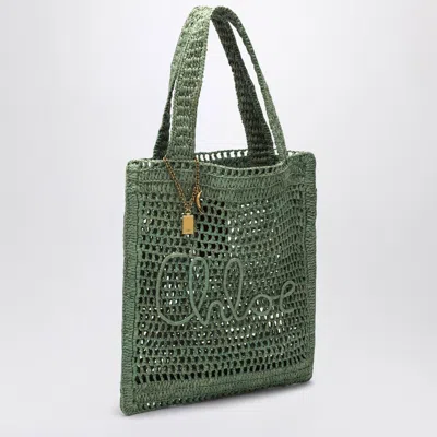 Chloé Chloe Women Green Raffia Estate Banana Shopping Bag In Green