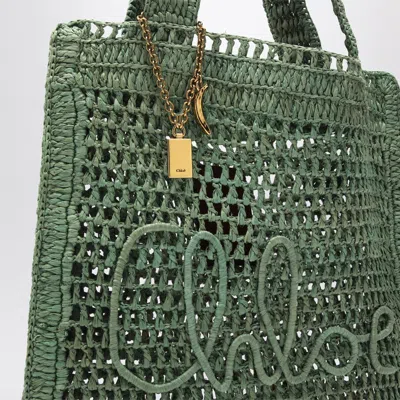Chloé Chloe Women Green Raffia Estate Banana Shopping Bag In Green