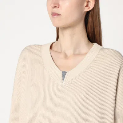 Brunello Cucinelli Butter-coloured Cotton Sweater In White