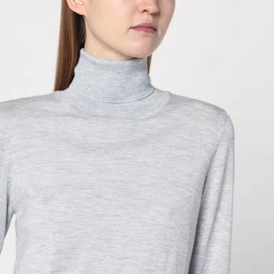 Brunello Cucinelli Light Grey Turtleneck In Cashmere Blend In Grey