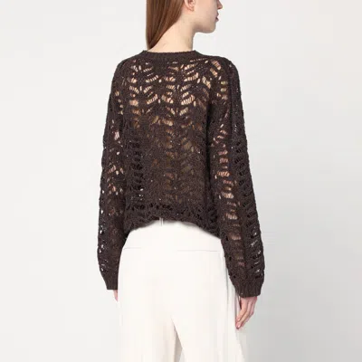 Brunello Cucinelli Sequin Embellished Linen-blend Sweater In Brown