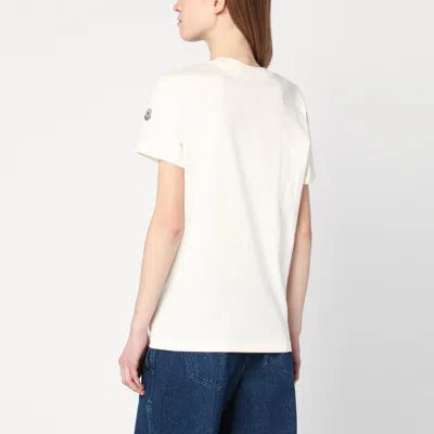 Moncler Ivory Cotton T-shirt With Logo In White