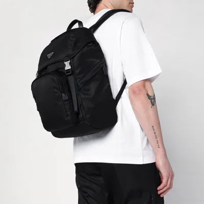 Prada Backpack In Re-nylon And Saffiano Leather In Black