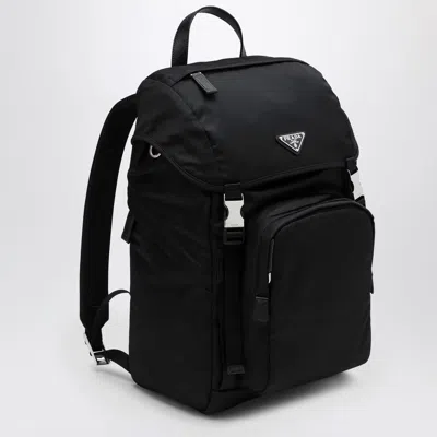 Prada Backpack In Re-nylon And Saffiano Leather In Black