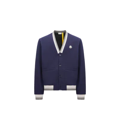 Moncler Blue Cotton Bomber In Blue