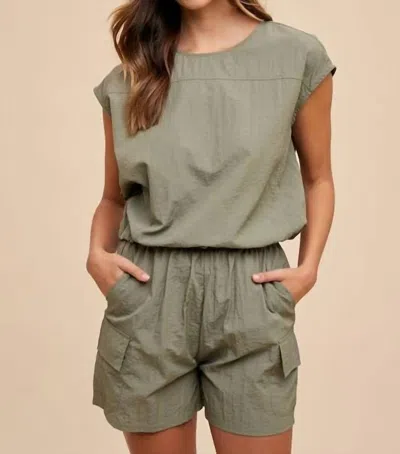 Anniewear Utility Sportive Top & Cargo Shorts Set In Olive In Green