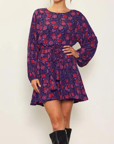 Skies Are Blue Flare Bottom Dress In Grape Red In Multi