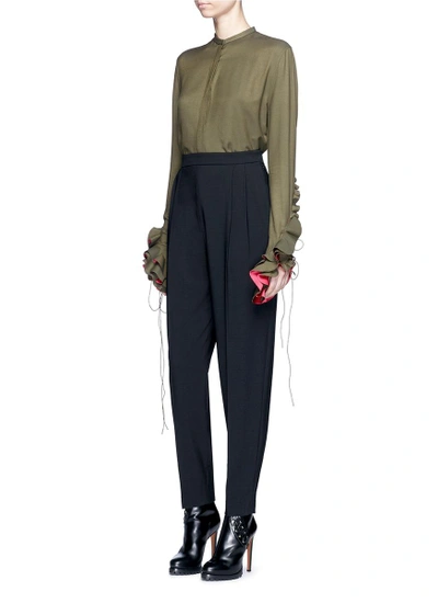 Shop Haider Ackermann Ruffle Lace-up Sleeve Twill Shirt