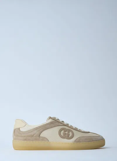 Gucci Dual-tone Mesh And Suede Sneakers In White