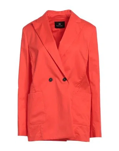 Ps By Paul Smith Ps Paul Smith Woman Blazer Tomato Red Size 6 Cotton, Elastane In Tomato Red