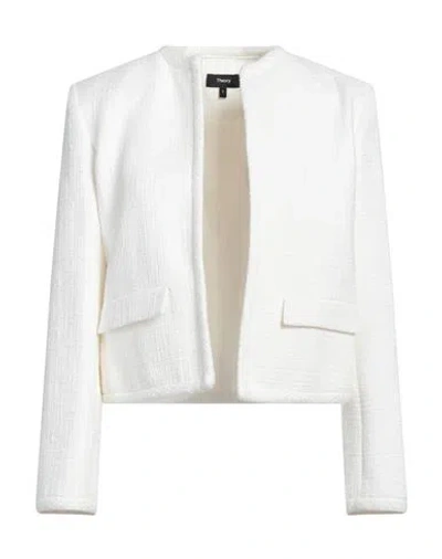 Theory Cropped Jacket In Cotton Tweed In White