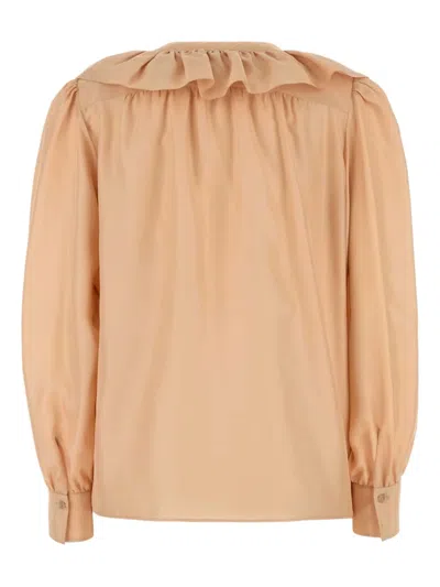 Chloé Chloe Peach Satin Shirt In Brown
