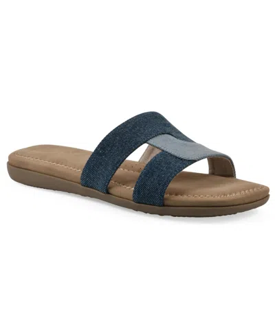 Cliffs By White Mountain Women's Fraida Slide Slip-on Sandals In Mid-blue Denim