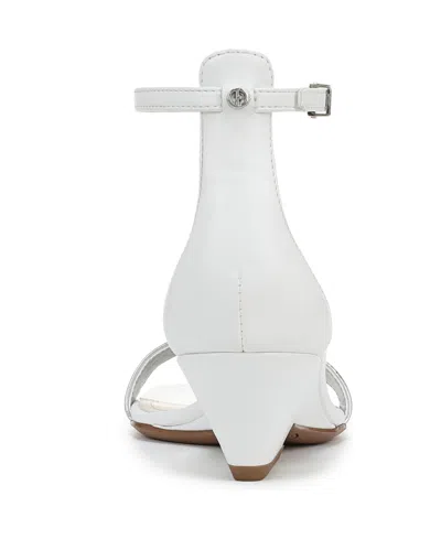 Franco Sarto Women's Sadie Open Square Toe Strappy Dress Sandals In White,silver Faux Leather