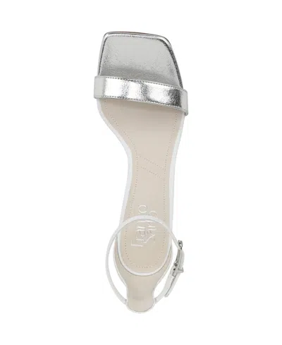 Franco Sarto Women's Sadie Open Square Toe Strappy Dress Sandals In White,silver Faux Leather