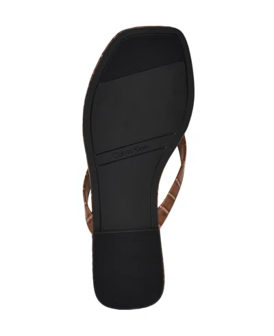Calvin Klein Women's Stelea Flat Thong Sandals In Brown Croco
