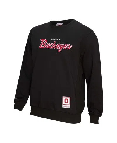 Mitchell & Ness Men's Black Ohio State Buckeyes Elite Script Pullover Sweatshirt In Black