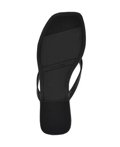 Calvin Klein Women's Stelea Flat Thong Sandals In Black Croco