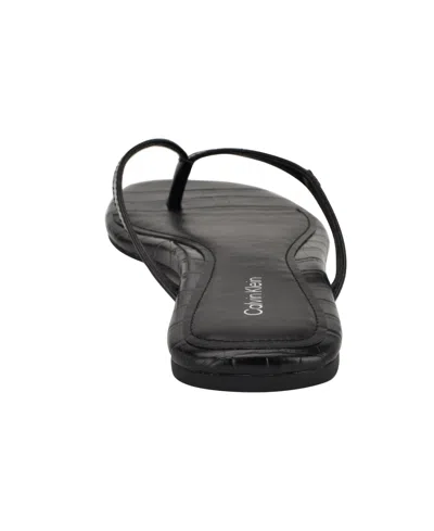 Calvin Klein Women's Stelea Flat Thong Sandals In Black Croco