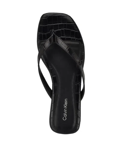 Calvin Klein Women's Stelea Flat Thong Sandals In Black Croco