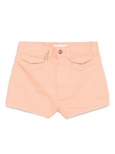 Chloé Chloe Women Salmon Denim Shorts In Orange