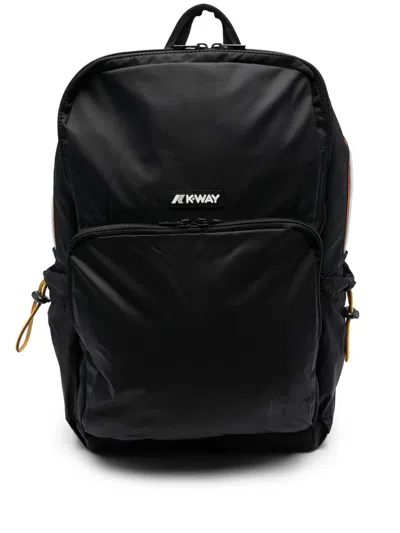 K-way Logo-patch Ripstop Padded Backpack In Black