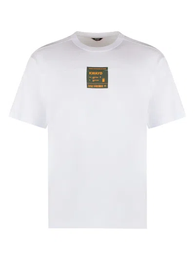 K-way Fantome Cotton Crew-neck T-shirt In White