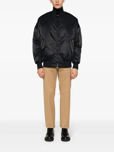 K-way Oversized Bomber Jacket With Ribbed Finish In Black