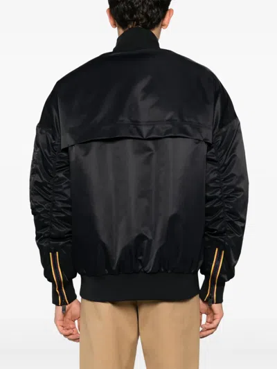 K-way Oversized Bomber Jacket With Ribbed Finish In Black