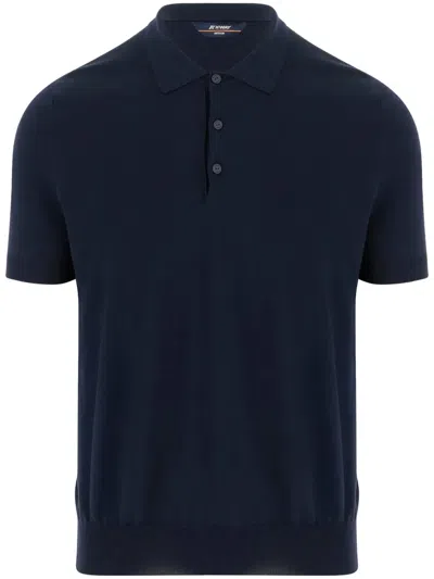 K-way Pleyne Knitted Cotton Polo Shirt In Blue