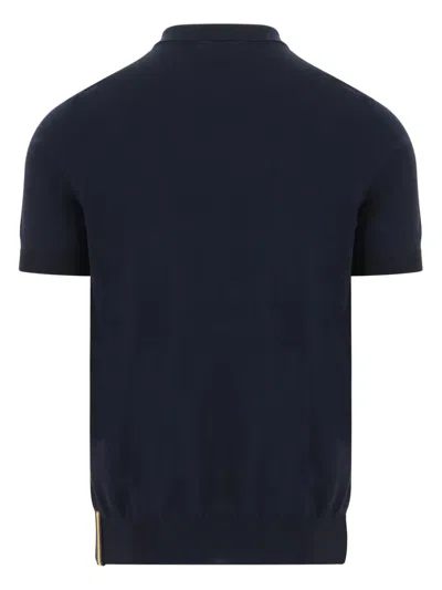 K-way Pleyne Knitted Cotton Polo Shirt In Blue