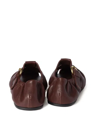 Miu Miu Refined Fisherman Sandals With Ruching And Adjustable Strap In Brown