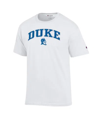 Champion Men's White Duke Blue Devils Arched Logo T-shirt In White