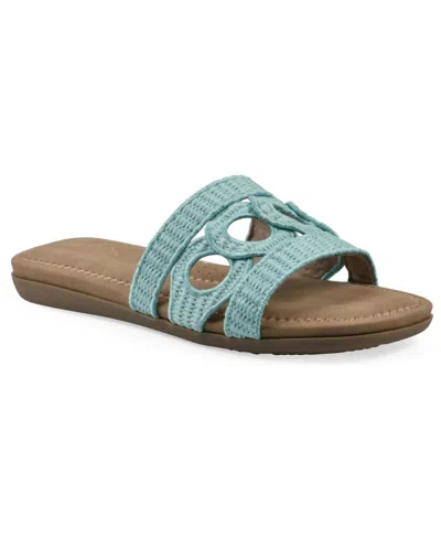 Cliffs By White Mountain Fraly Raffia Slide Sandal In Light Blue Raffia