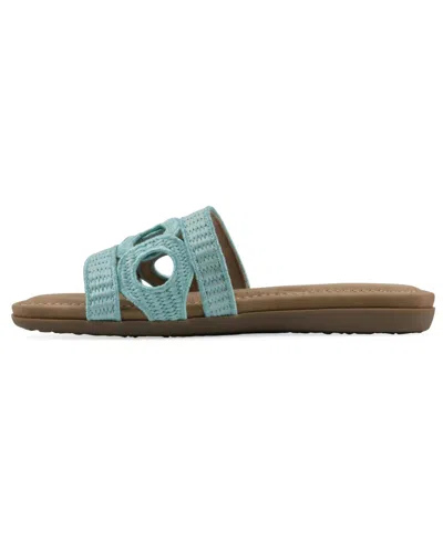 Cliffs By White Mountain Fraly Raffia Slide Sandal In Light Blue Raffia