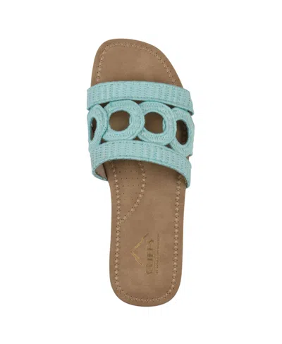 Cliffs By White Mountain Fraly Raffia Slide Sandal In Light Blue Raffia