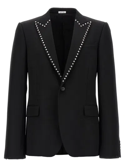 Alexander Mcqueen Wool Studded Blazer In Black