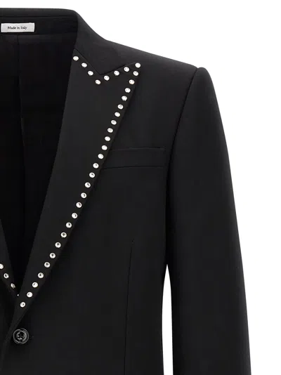 Alexander Mcqueen Wool Studded Blazer In Black