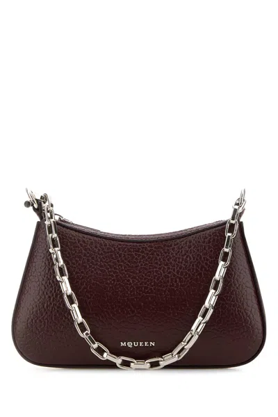 Alexander Mcqueen Textured Leather Chain Strap Mini Bag In Red