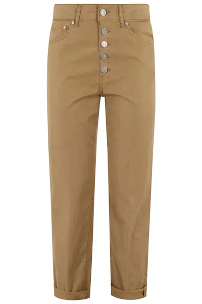 Dondup Hazelnut Denim Trousers With Jewel Button Closure In Biscotto