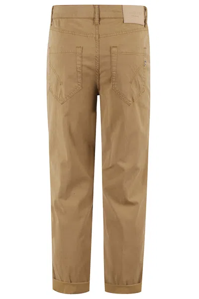 Dondup Hazelnut Denim Trousers With Jewel Button Closure In Biscotto