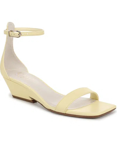 Franco Sarto Women's Sadie Open Square Toe Strappy Dress Sandals In Lemonade Yellow Faux Leather