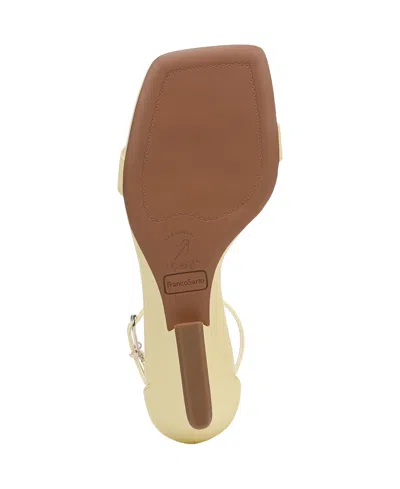 Franco Sarto Women's Sadie Open Square Toe Strappy Dress Sandals In Lemonade Yellow Faux Leather