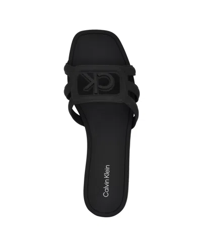 Calvin Klein Women's Yoana Logo Slip-on Jelly Flat Sandals In Black