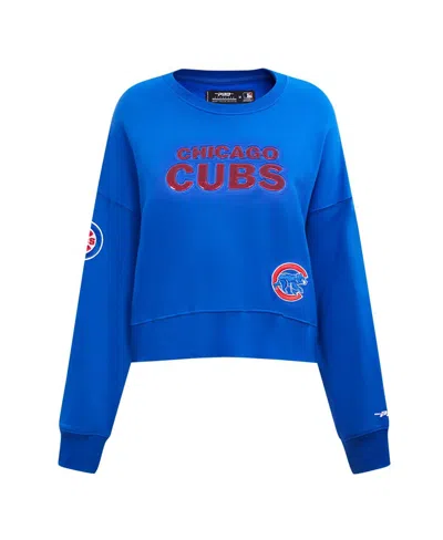 Pro Standard Women's Royal Chicago Cubs Game Day Classics Crewneck Pullover Sweatshirt In Royal
