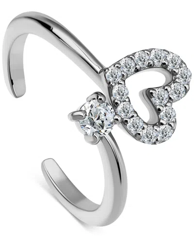Giani Bernini Cubic Zirconia Open Heart Adjustable Toe Ring, Exclusively At Macy's In Silver