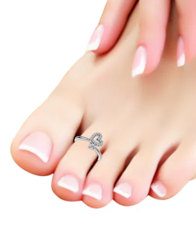 Giani Bernini Cubic Zirconia Open Heart Adjustable Toe Ring, Exclusively At Macy's In Silver
