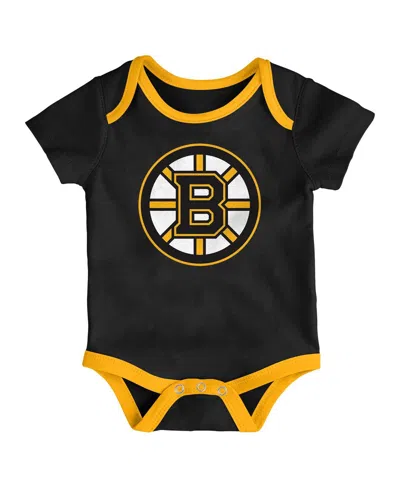 Outerstuff Newborn Boston Bruins Loyal Buddies Bodysuit 3-pack In Multi