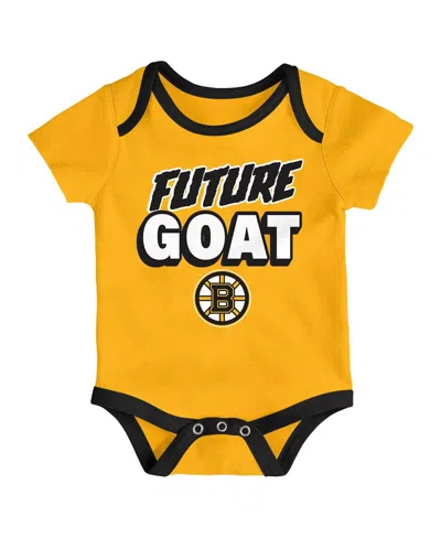 Outerstuff Newborn Boston Bruins Loyal Buddies Bodysuit 3-pack In Multi